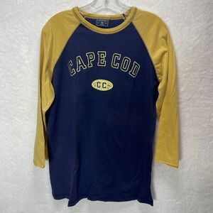 Lakeshirts Cape Cod Graphic Raglan 3/4 Sleeve** Sweatshirt Blue Yellow Medium